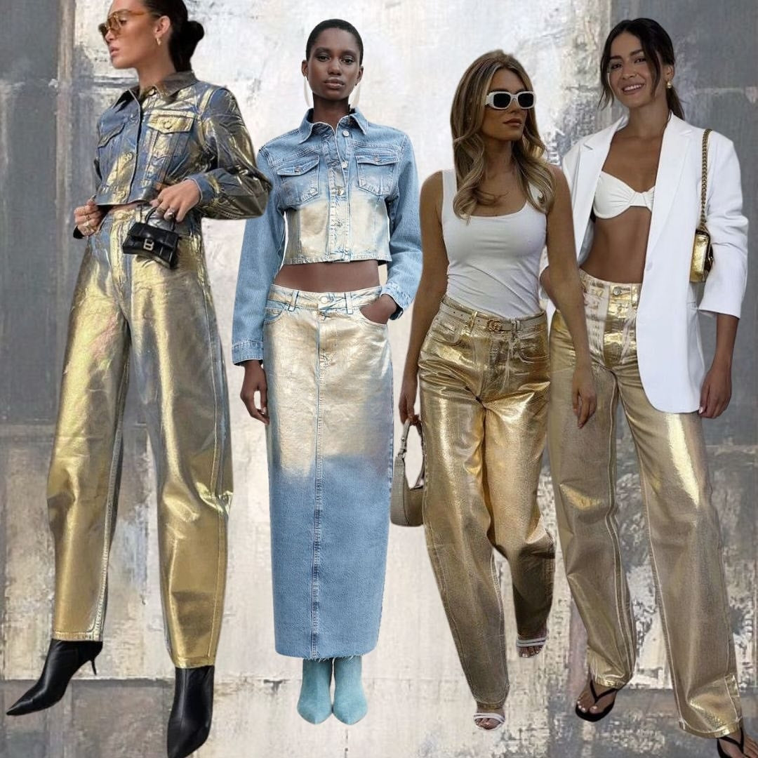 Denim Metallic Jeans 2024 Women