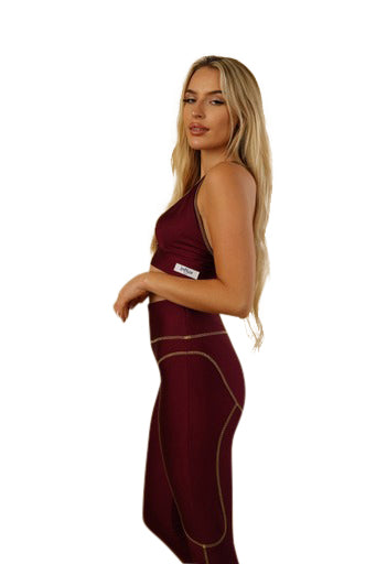 High Waist Burgundy Leggings | Nabz Saad