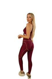 High Waist Burgundy Leggings | Nabz Saad