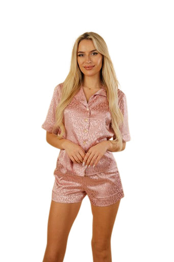 Satin Silk Button Up Short Set / Nabz Saad