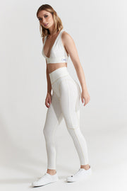 High Waist Cream Leggings | Nabz Saad