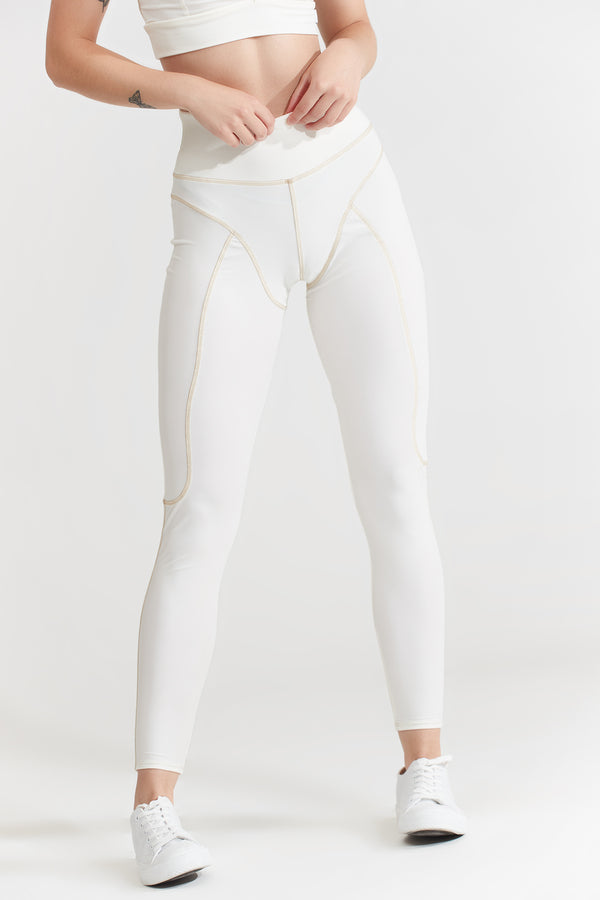 High Waist Cream Leggings | Nabz Saad