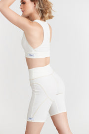 Cream White Biker Shorts | Nabz Saad