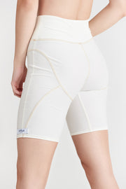 Cream White Biker Shorts | Nabz Saad