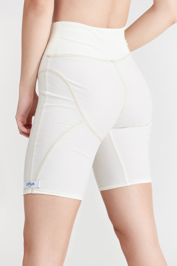 Cream White Biker Shorts | Nabz Saad