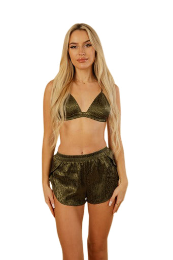 Shorts with Bra Set Khaki |Nabz Saad
