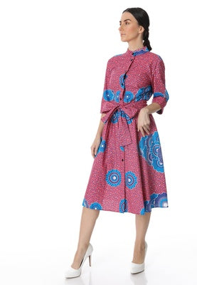 Cotton Midi Shirt Dress -Nabz Saad