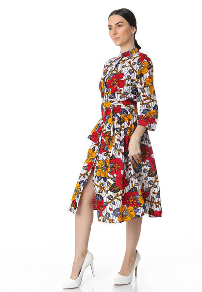 Cotton Midi Shirt Dress -Nabz Saad