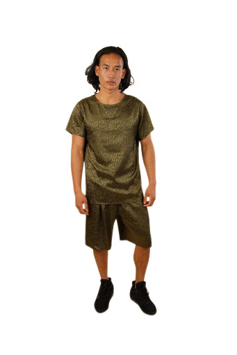 Men's Button Up Short Set Khaki | Nabz Saad