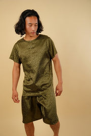 Men's Button Up Short Set Khaki | Nabz Saad