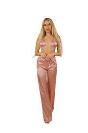 Satin Silk High Rise Pant Set Rose -Nabz Saad