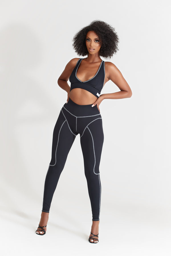 Nabz Saad_BLACK RIBBED LEGGING PANTS