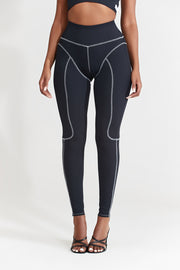 Nabz Saad_BLACK RIBBED LEGGING PANTS 