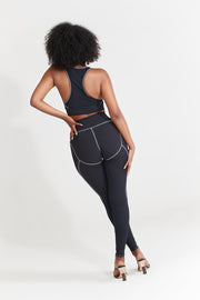 Nabz Saad_BLACK RIBBED LEGGING PANTS 