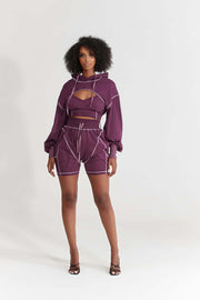 Bordeaux Terry Corset Sweat | Nabz Saad