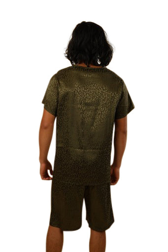 Men's Button Up Short Set Khaki | Nabz Saad