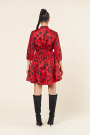 Midi Shirt Dress | Floral Red Dress | Nabz Saad
